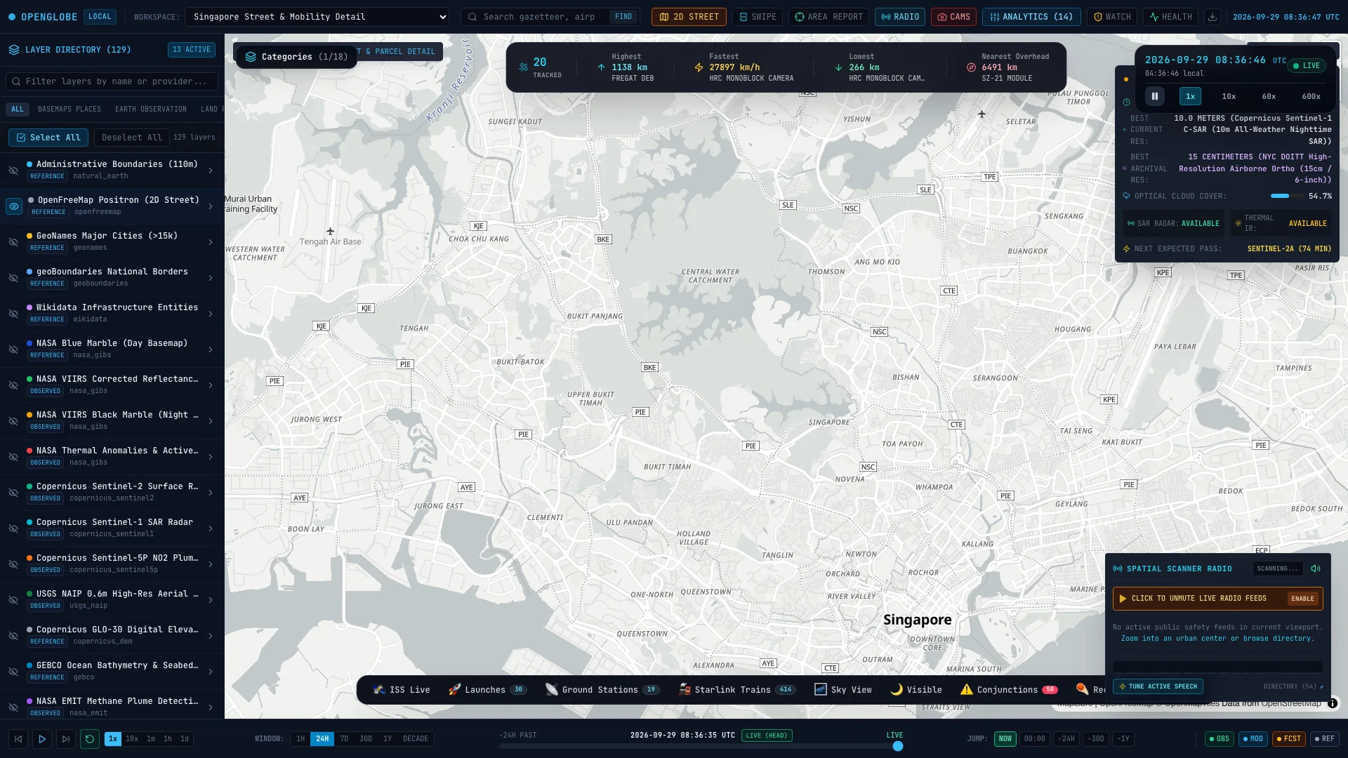 OpenGlobe inspecting layered datasets around Singapore